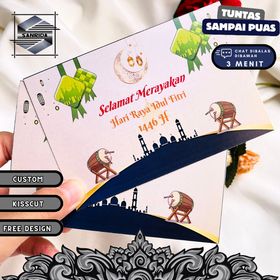 

Sanrida 12 8-15 Greeting Card Selamat Lebaran Idul Fitri Kartu Ucapan Thank You Card Free Desain