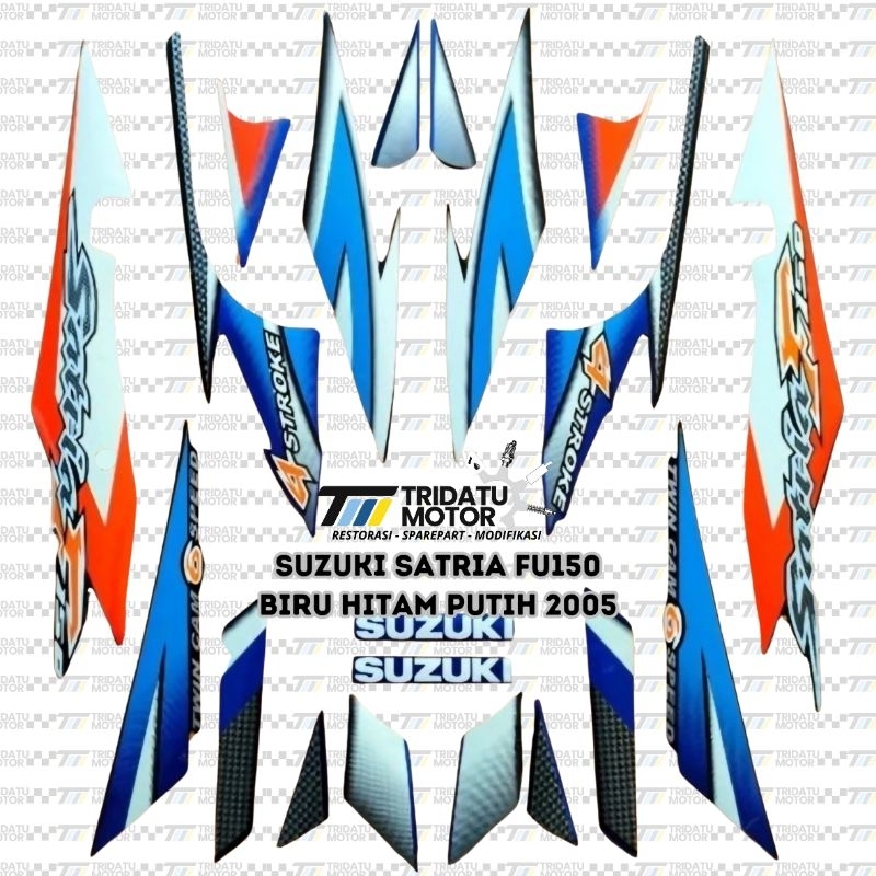 STRIPING SUZUKI SATRIA FU 150 BIRU HITAM PUTIH MERAH ABU 2005 KUALITAS SAMA ORIGINAL STICKER LIS LIS
