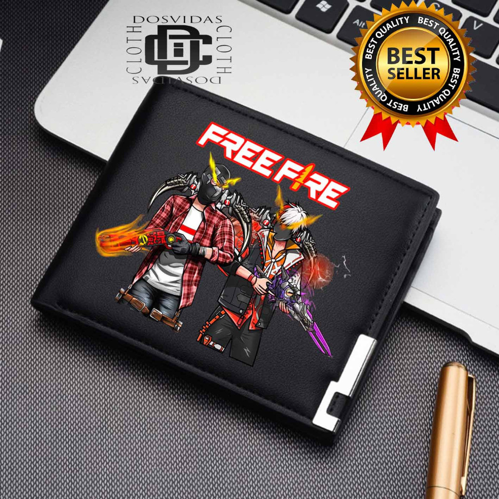 Dompet Pria Lipat FREE FIRE Dompet Kulit Men Fashion Letter Wallet FREE FIRE KEREN