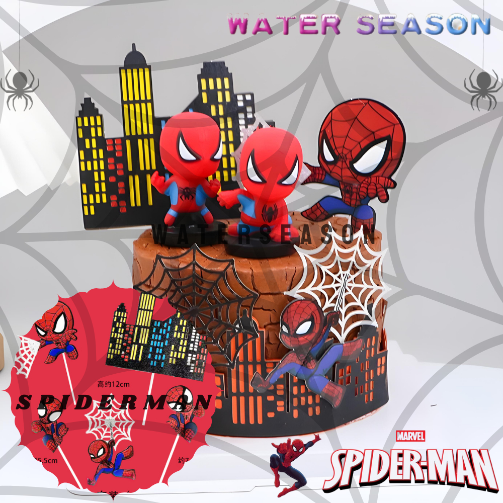 Cake Topper Dekorasi Spiderman Mini Hiasan Kue Ulang Tahun Tema Superhero Karakter Spiderman