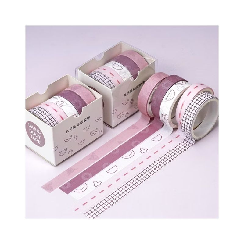 

Masking Tape Set 5pcs Essential Collection Isi 5 Selotip Bahan Kertas Washi Warna Warni