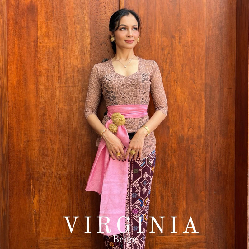 Setelan Kebaya Bali Virginia Kutubaru Brokat Stretch Lengan Sesiku | Kebaya Bali | Kebaya Brokat | K