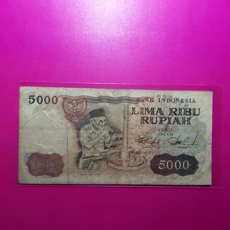 uang kuno 5000 rupiah asah intan tahun 1980
