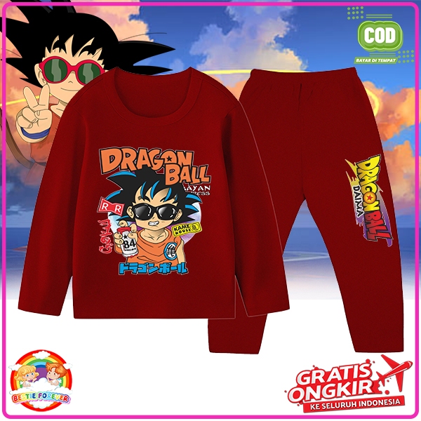 Baju Tidur Anak Dragon Bal Setelan Panjang Anak Laki-LakiCowok 1-10 Tahun 1625