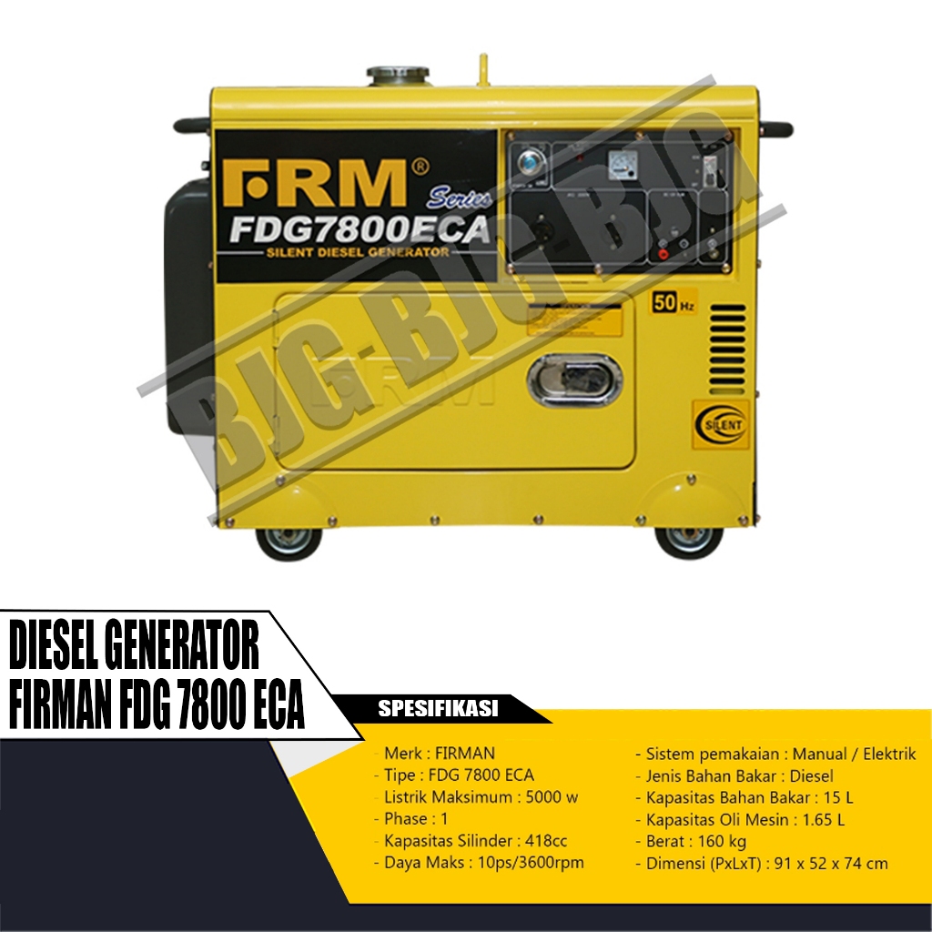 MESIN GENSET / SILENT DIESEL GENERATOR FIRMAN FDG 7800 ECA SOLAR 5000 WATT