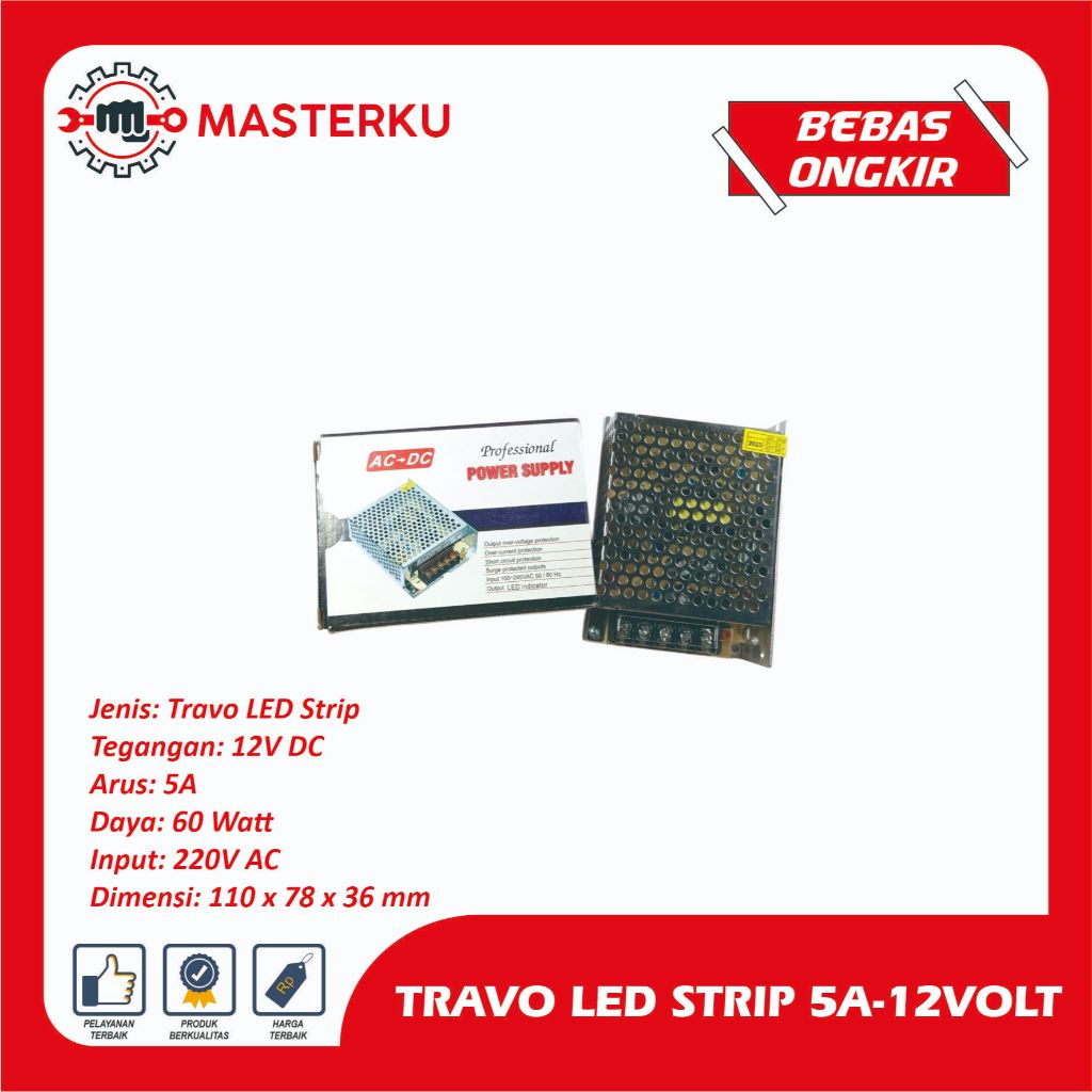 TRAVO LED STRIP 5A -12VOLT / Transformator LED Strip/ Power Supply LED Strip / Adaptor LED Strip / D
