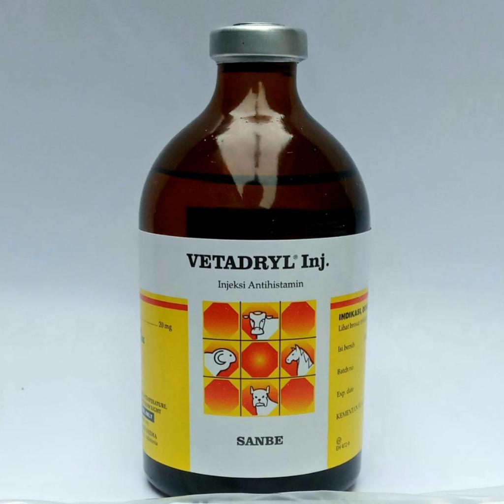 Vetadryl 100ml, anti alergi dan antihistamin pada ternak sapi, kambing, dan domba
