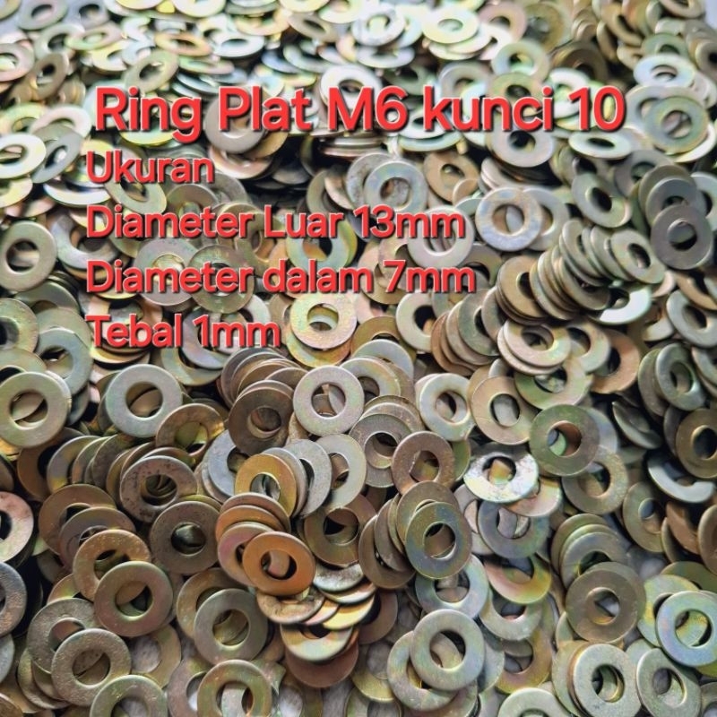 [100Pcs] Ring Plat M6 Baut Kunci 10