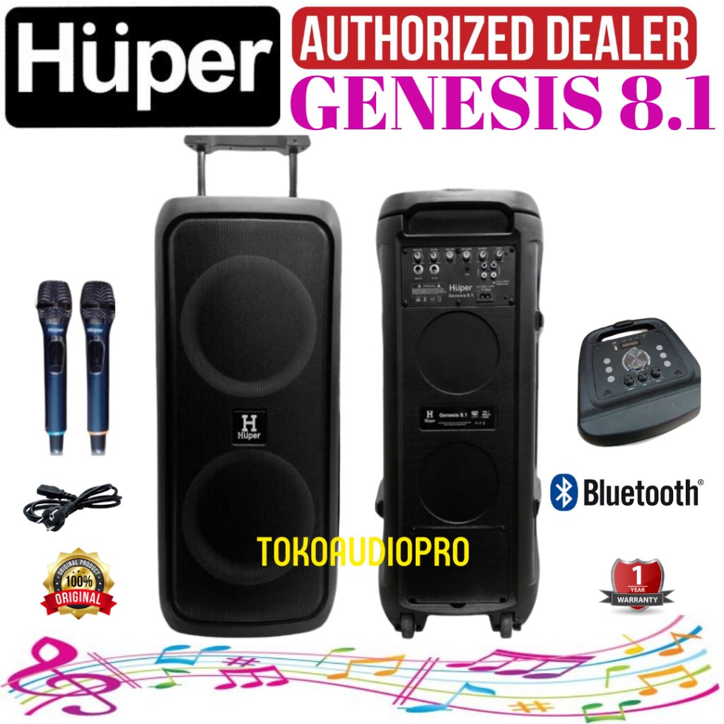 Speaker Portable Huper Genesis 8.1 Speaker Potrable Aktif dengan Bluetooth Original Genesis 81 Party