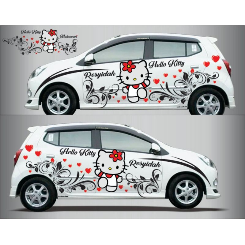 Stiker mobil motif hello kitty terbaru striping daihatsu terios avanza xenia calya sigra keren