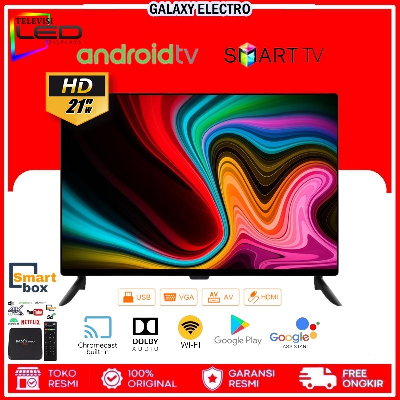 GALAXY PROMO 2025 - TV LED DIGITAL ANDROID TV LED 21 INCH SMART TV LENGKAP DENGAN TV BOX GARANSI RES