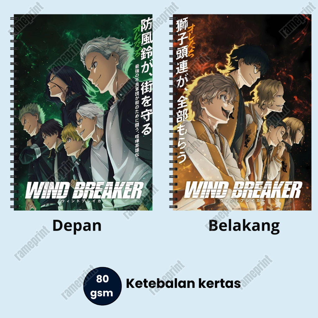 

Notebook Spiral A5 Anime Wind Breaker Soft Cover 50 lembar/100halaman