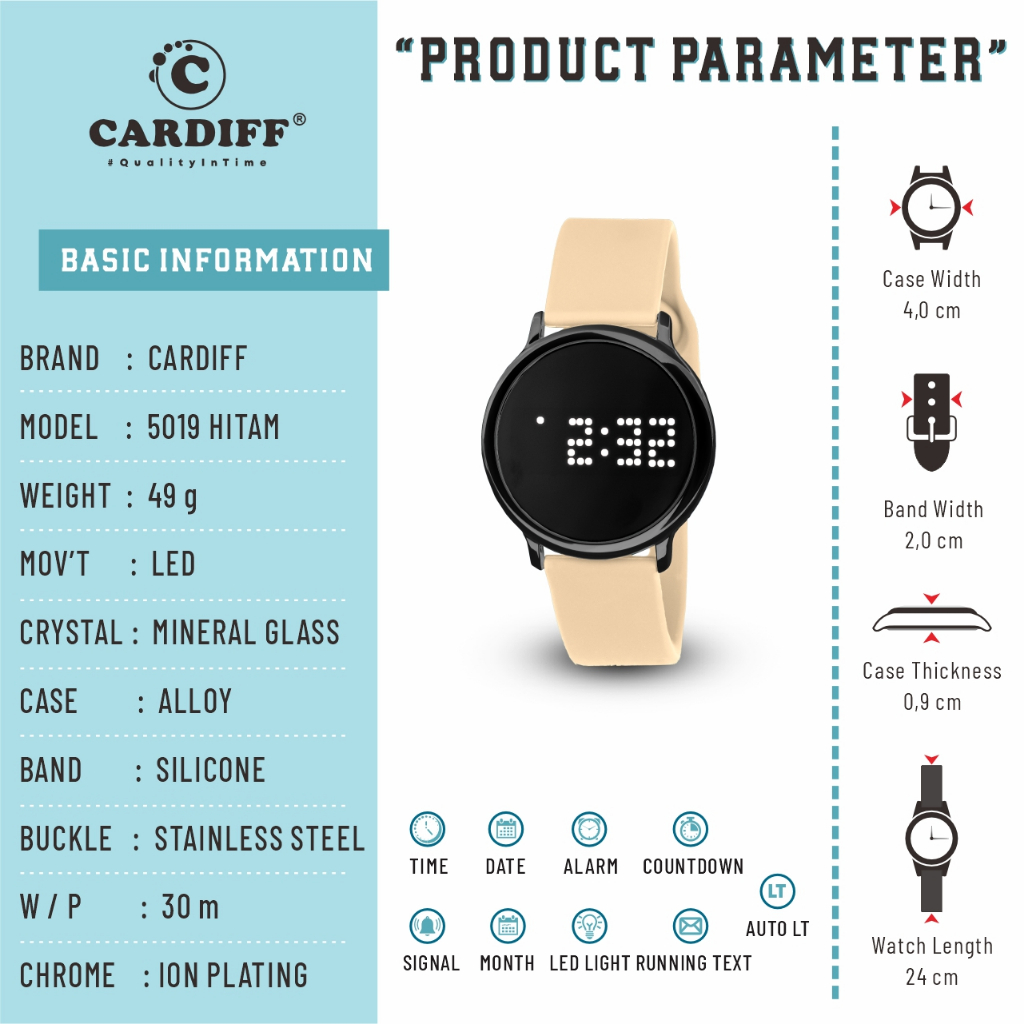 CARDIFF Watch LED 5019 TITANJam Tangan DIGITAL