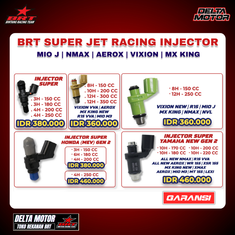 INJEKTOR BRT NMAX AEROX MIO J VIXION NVL NVA 8HOLE 180 CC 8 HOLE 10 HOLE 150cc 180cc 200cc