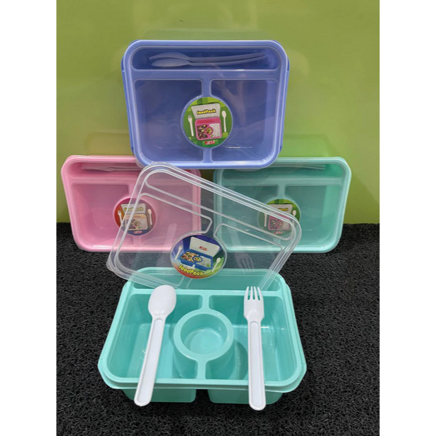 Kotak Makan Plastik / Food Pack Set / Lunch Box Warna Plastik