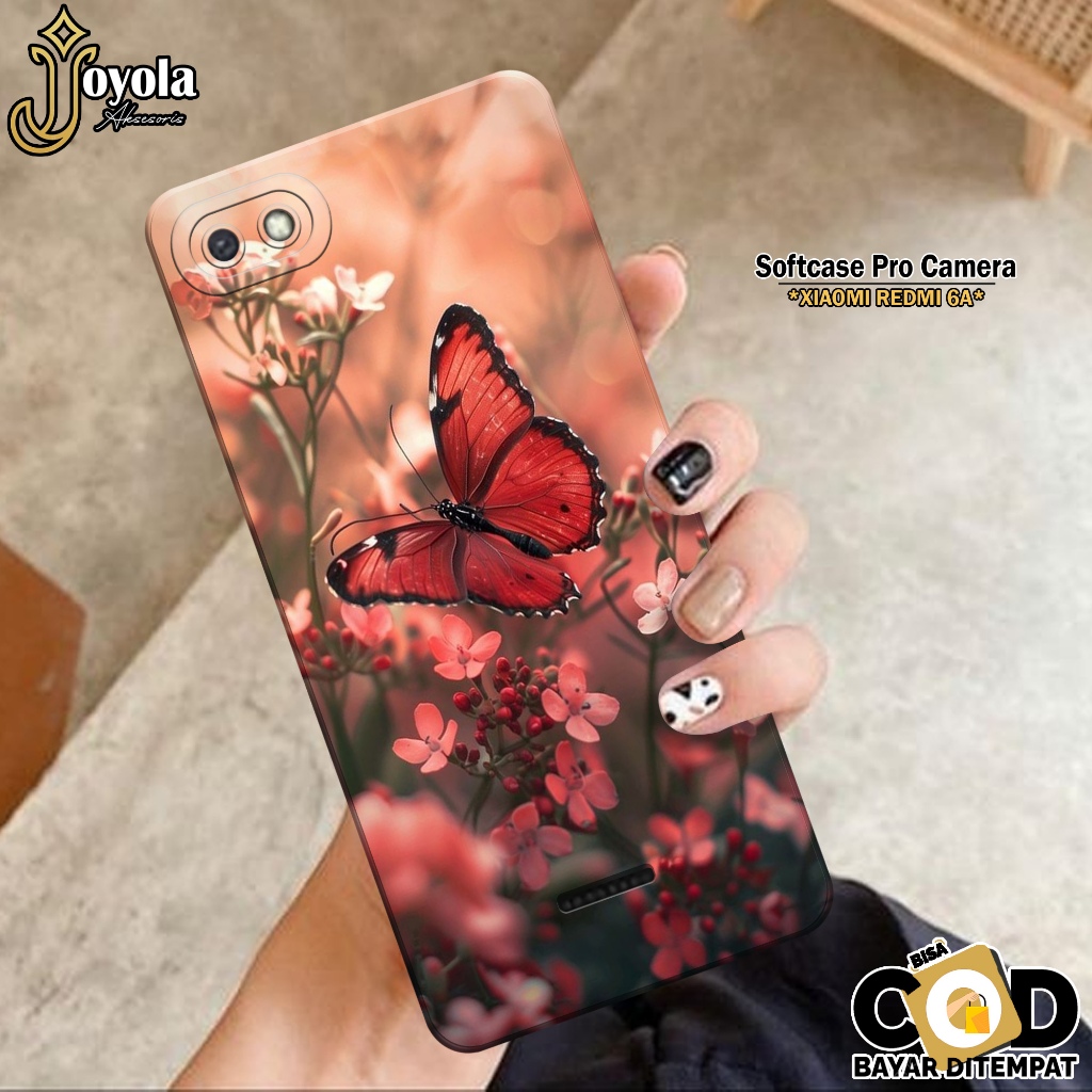Casing XIAOMI REDMI 6A - Pro Camera - Fashion Case Kupu Kupu - Softcase XIAOMI REDMI 6A - Kesing RED