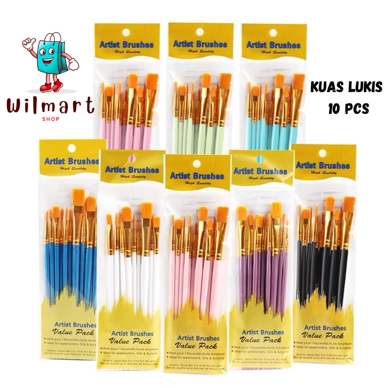 

Kuas Lukis 10 Pcs Mix / Kuas Luis Nilon / Nylon Brush