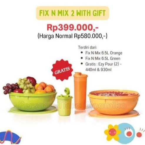 TUPPERWARE FLASH SALE - Fix N Mix (2 pcs) with FREE Ezy Pour (440 ml & 930 ml) HANYA: Rp. 399k