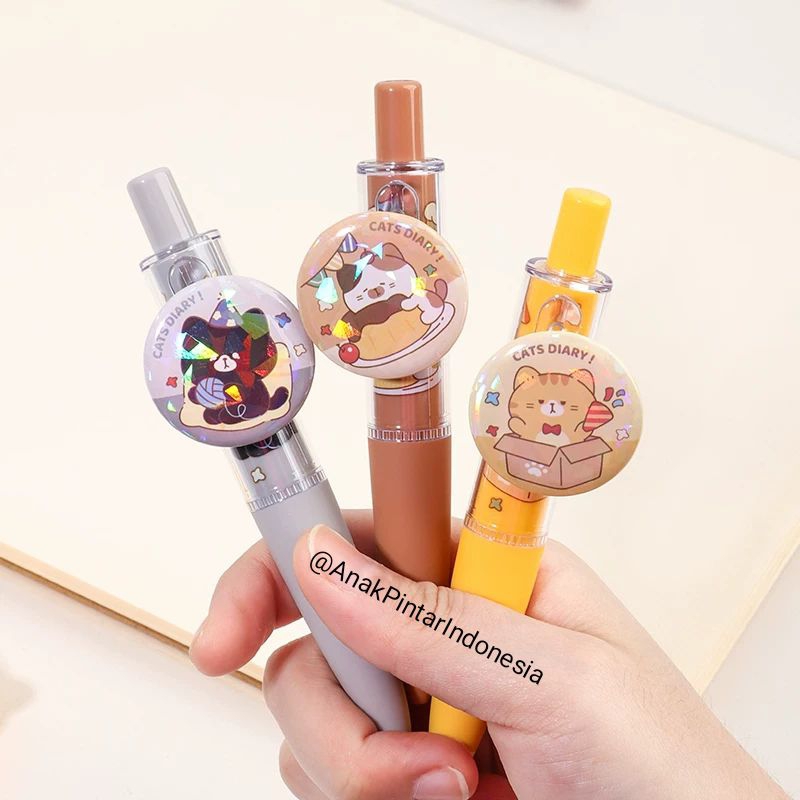 

CATS DIARY GOODS GEL PEN WITH PIN [ KK-8308 ]