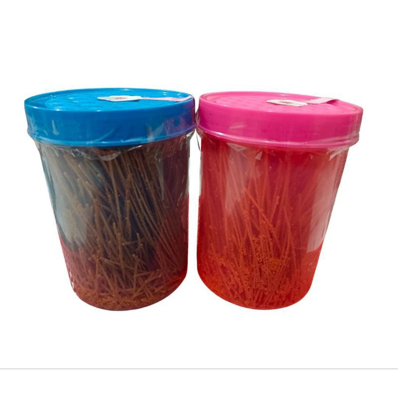 

camilan Mie lidi pedas kemasan toples berat kurleb 300gr
