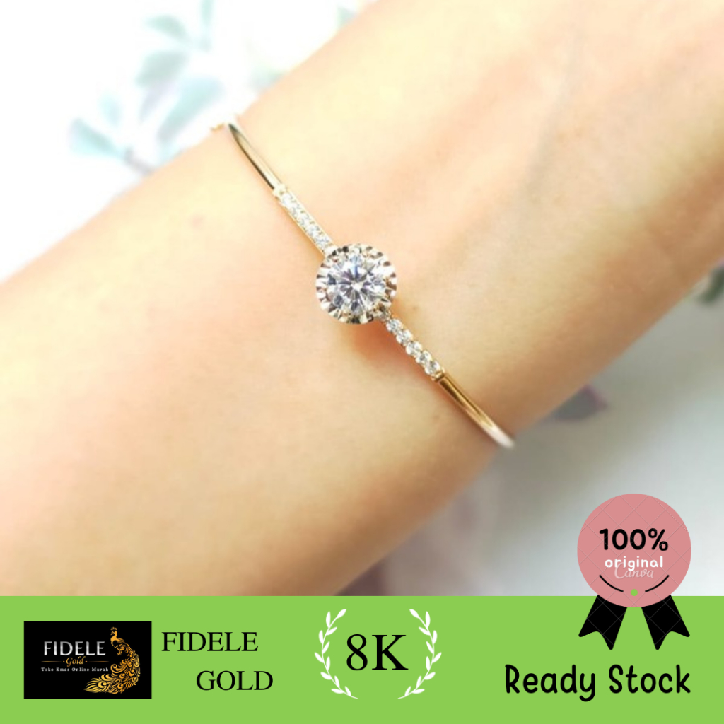 Gelang bangle permata listring solitaire emas asli 8k 375 lotus surabaya