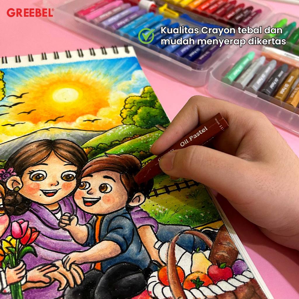 

mg GREEBEL Crayon Krayon 55 Warna / Kids Oil Pastel 55 / Crayon Greebel