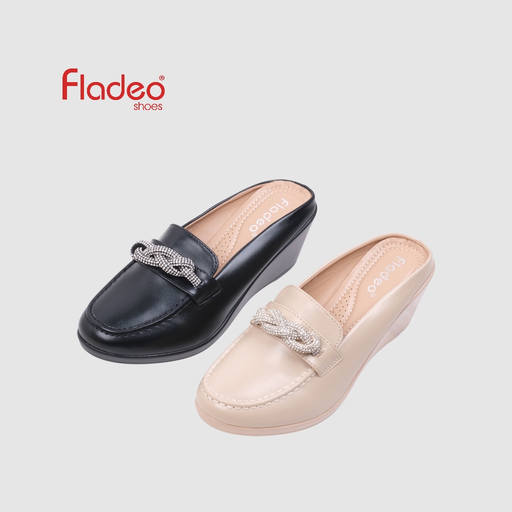 Fladeo A25/LDH566-1LU/Sepatu Slop Wedges Wanita [ Wedges Formal Shoes ]