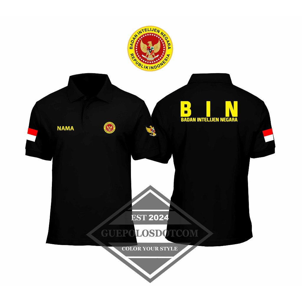POLOSHIRT BIN BADAN INTELIJEN NEGARA FREE NAMA - Baju Berkerah Badan Intelijen Negara Free Nama - PO