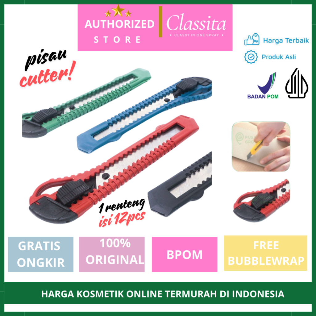 

.-1 Renteng (12 Pcs) Pisau Cutter Sailorman / Pisau Cutter Stainless / Perlekapan Dapur ORIGINAL