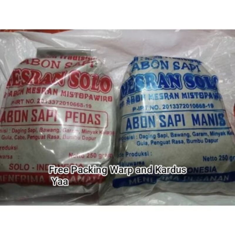 Yummy Mamii Abon Sapi Mesran Solo Abon Sapi Pak Mesran Solo (Pedas Dan Manis) 250Gram