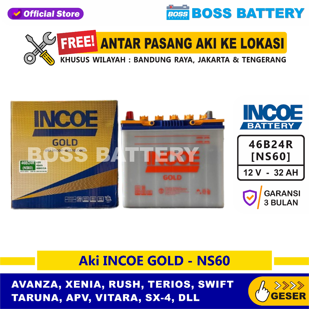 Aki INCOE GOLD NS60 - 45 Amper, Aki INCOE ASTRA OTOPARTS