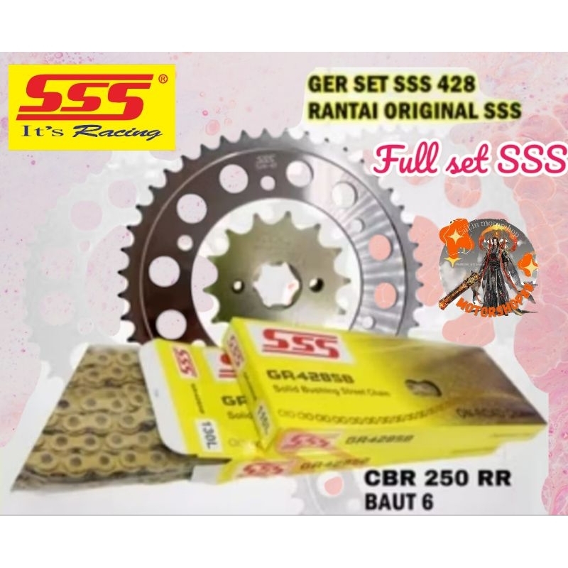 gear gir SSS 428 rantai SSS sb gold Cb150r /Cbr 150 new  baut gir belakang 6