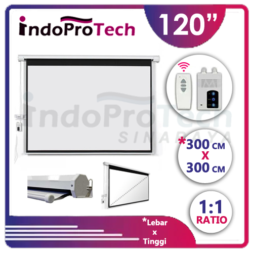 Screen Projector Motorized 120" - Layar Proyektor Remote 120 inch