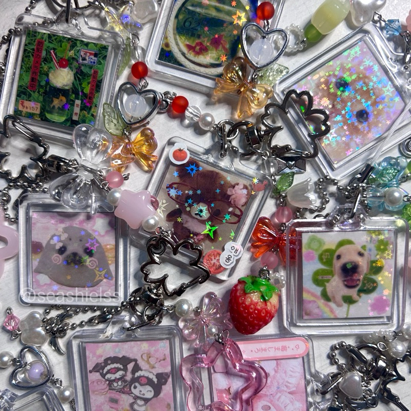 frame keychain — custom photo keyring phone strap trinkets sanrio japan charm