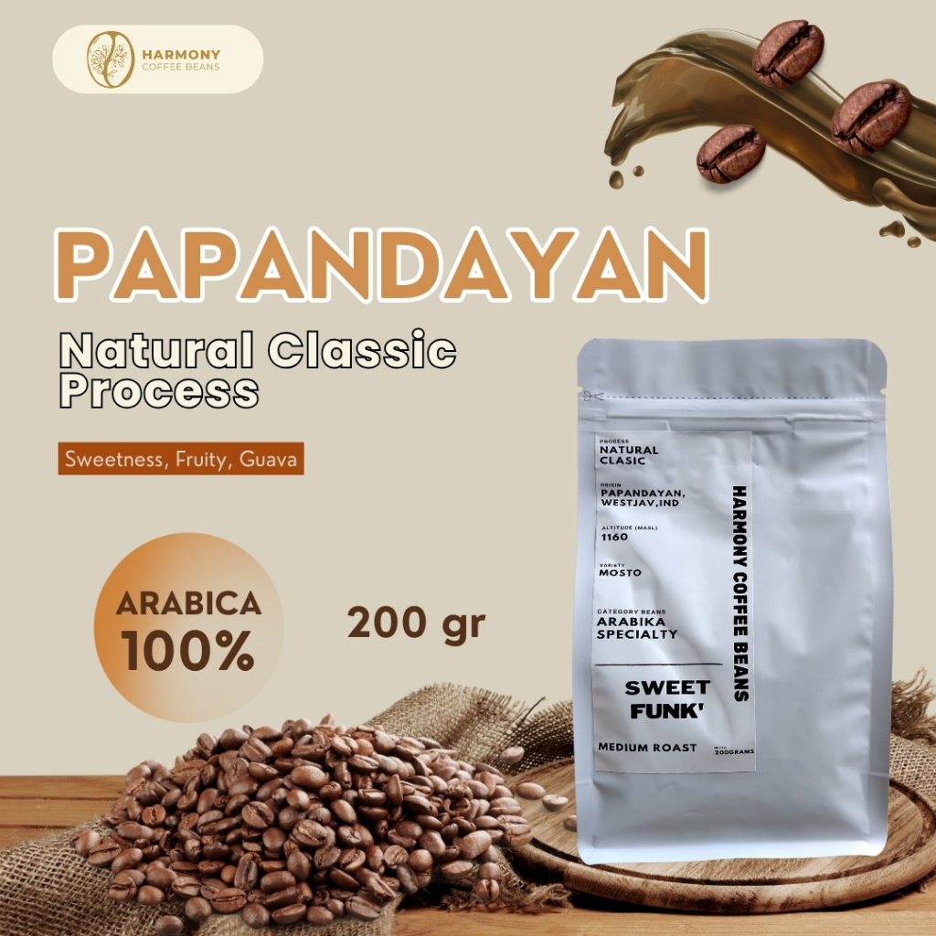 

Kopi Arabika Papandayan Natural Clasic Kopi Asli - Coffee, Hitam Kemasan 200gr