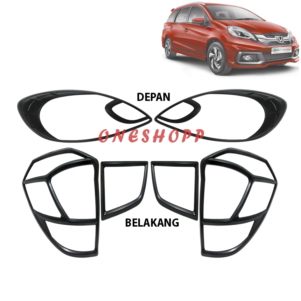 GARNISH LAMPU DEPAN BELAKANG MOBILIO 2016 - 2024 BLACK CHROME