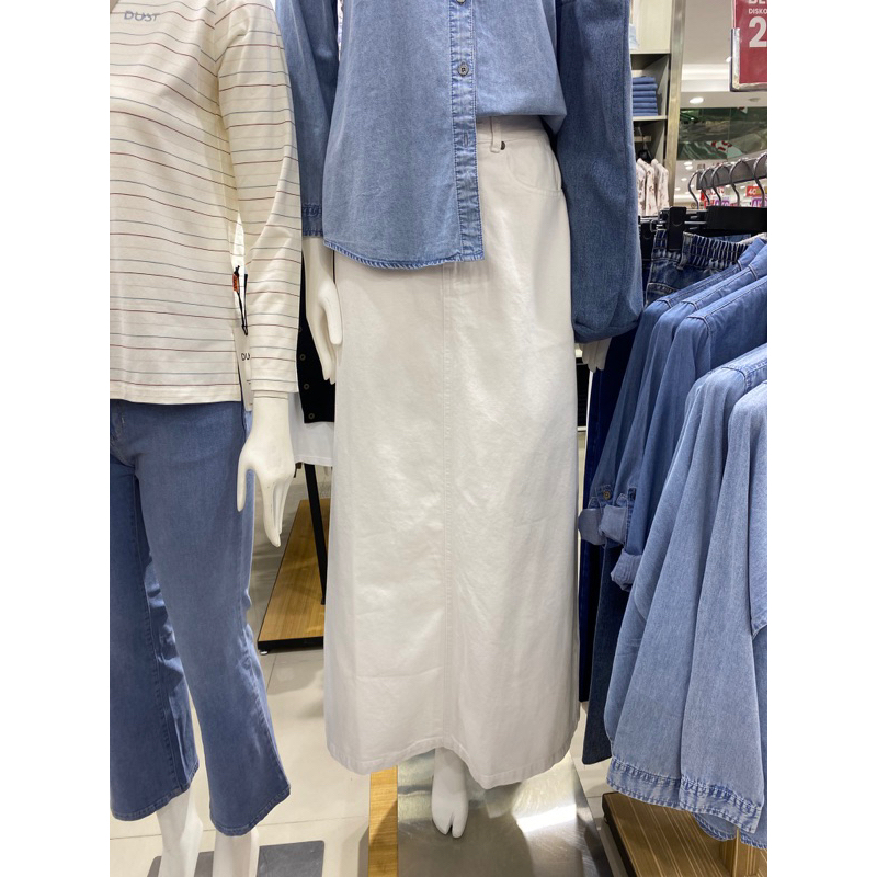 rok jeans putih dust original merk matahari