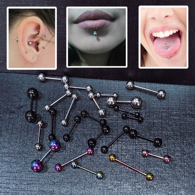 ANTING BARBEL TELINGA TITANIUM / ANTING BARBEL LIDAH / TINDIK TELINGA / TINDIK LIDAH / PIERCING TITA