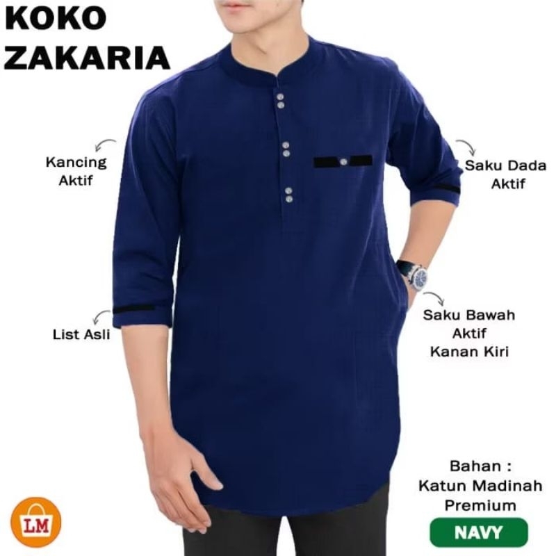 Zaka - NEW 2025 BAJU KOKO KEMEJA KURTA JUMBO KATUN TOYOBO PREMIUM LENGAN 3/4 SAKU KANCING TERBARU LE