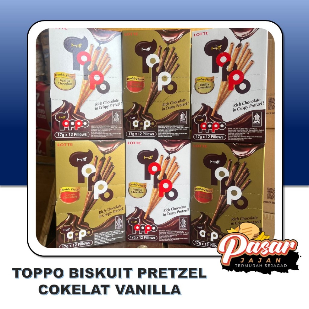 

Toppo Biskuit Pretzel Cokelat Vanilla 17gr x 12pcs