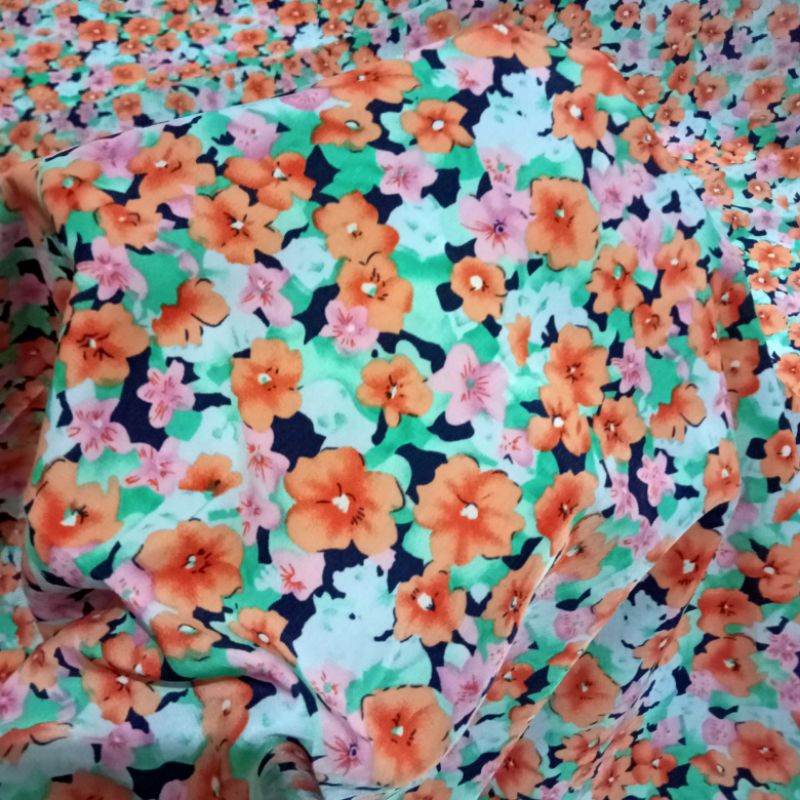 Kain  Silk Sutra Motif Bunga Import - Kain Silk Luxury - Kain Silk Premium - Kain Satin Silk - Kain 