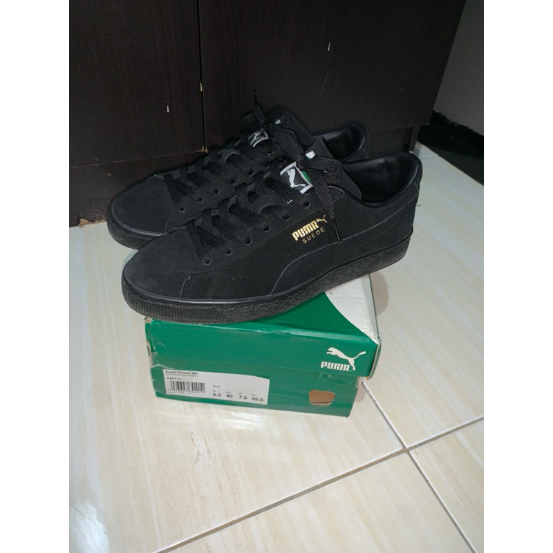 Preloved Puma Suede XXI All Black Size 40 Original Resmi
