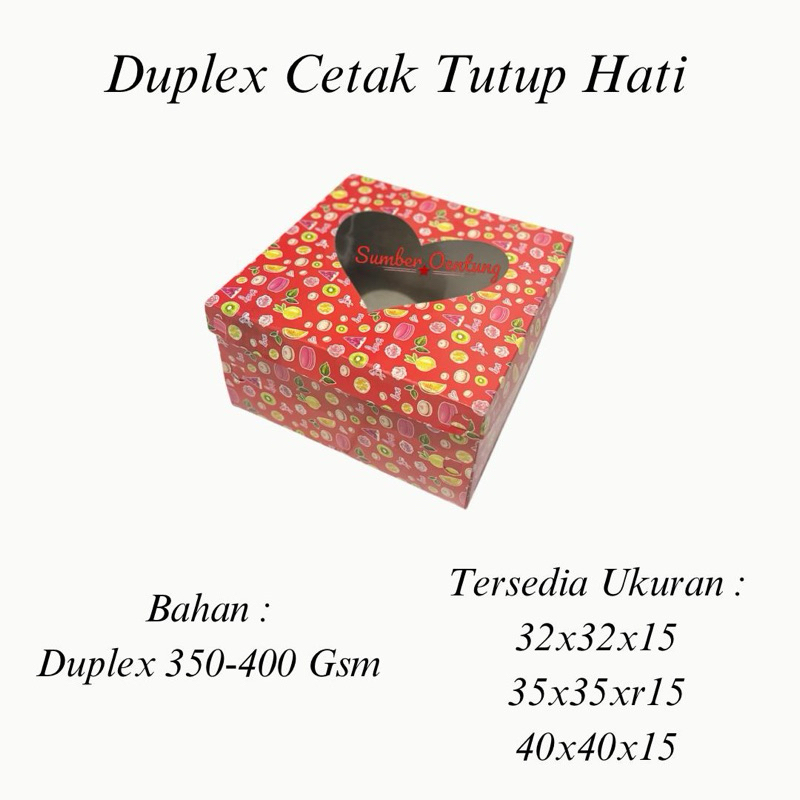 

[10PCS] DUS CETAK TUTUP HATI TINGGI 15CM KARTON BOX KOTAK HAMPERS KUE