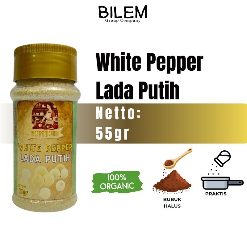 

BUMBUIN Lada Putih Bubuk 55gr / White Pepper Powder / Rempah Alami / Bumbu Dapur