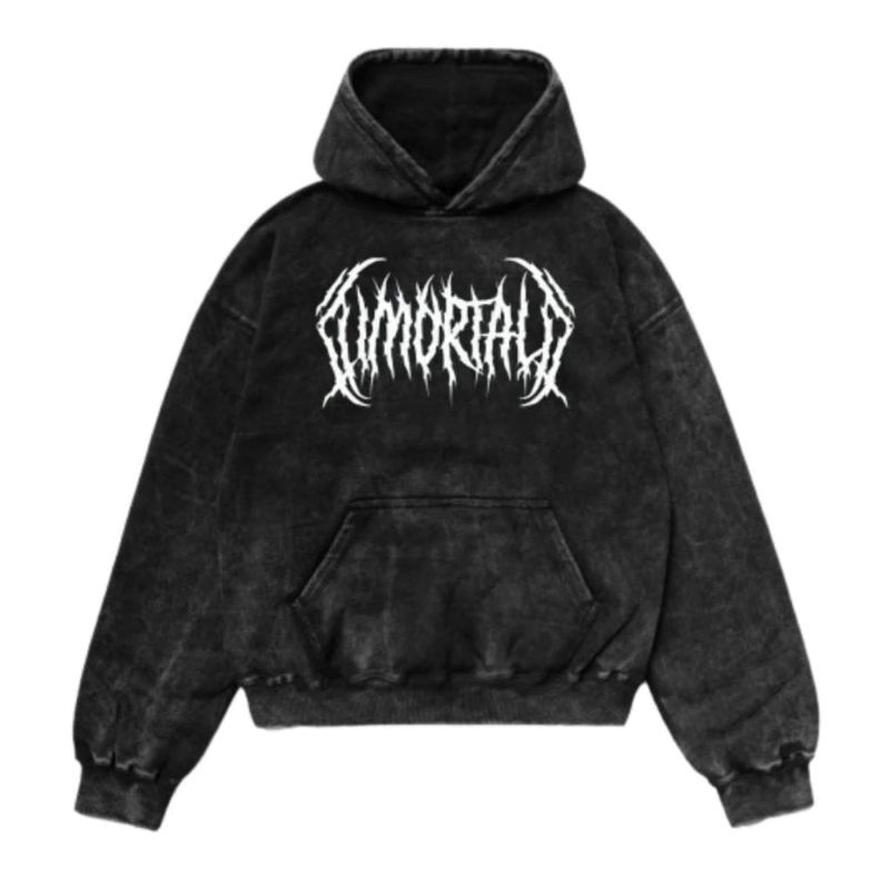 Washed Hoodie Unisex Black Washing Imortal