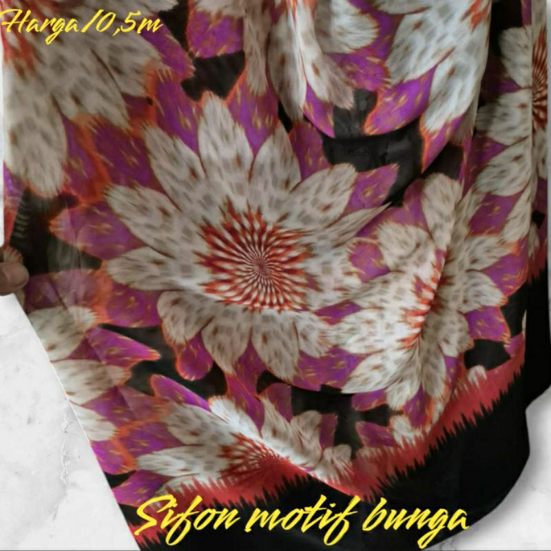 KAIN SIFON PREMIUM MOTIF BUNGA BESAR - KAIN SIFON MOTIF BUNGA BESAR HARGA/0,5M