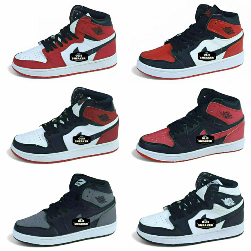 Sepatu Sneakers Sports Kasual Pria Wanita Unisex Chicago Black Bred Toe Red Black White Panda Merah 