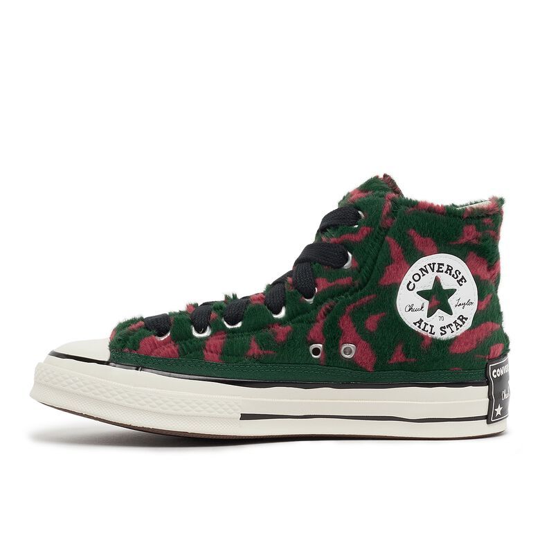 Converse Chuck 70 70s Luxe Plush Faux Fur Leopard Hi Astrodust Green Envy