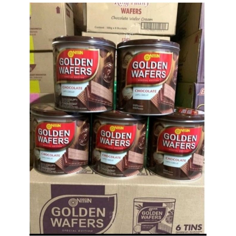 

[1 KARTON = 6 Kaleng × @267GRAM] Nissin Golden Wafers Chocolate Cokelat Coklat