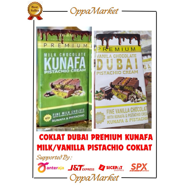 

COKLAT DUBAI PREMIUM KUNAFA MILK PISTACHIO/FINE VANILLA PISTACHIO